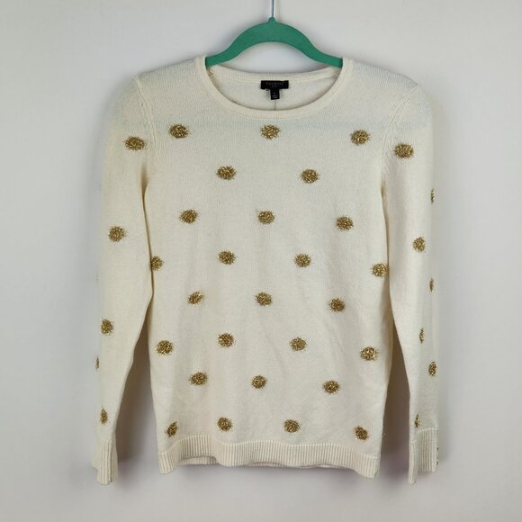 Talbots Sweaters - NWT Talbots Metallic Tinsel Polka Dot Wool Blend Crewneck Sweater XS Petite